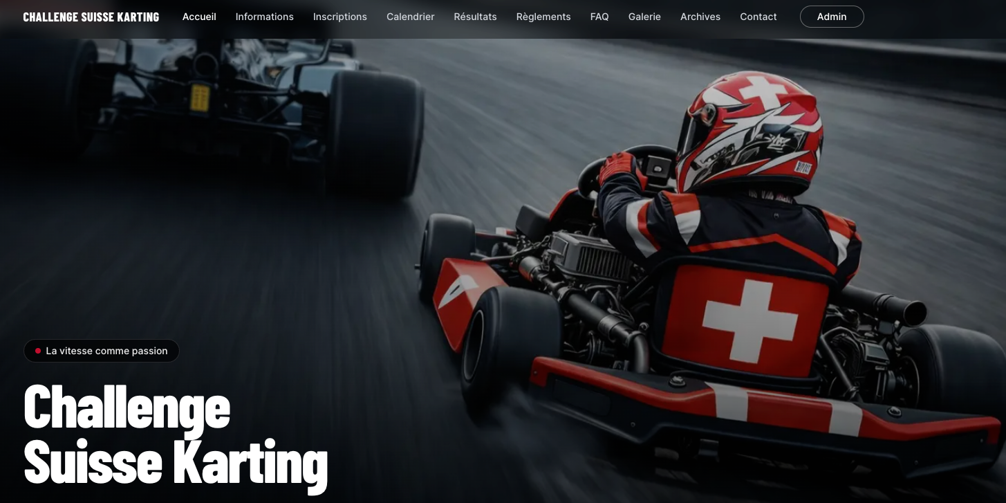 Aperçu du site Challenge Suisse de karting